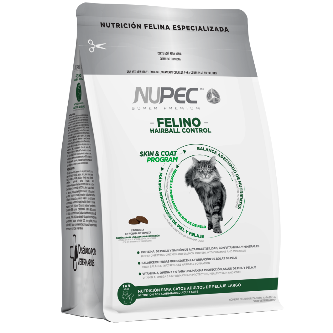 Nupec Nutrición Felina Especializada Hairball Gato Pollo/Salmon/Arroz
