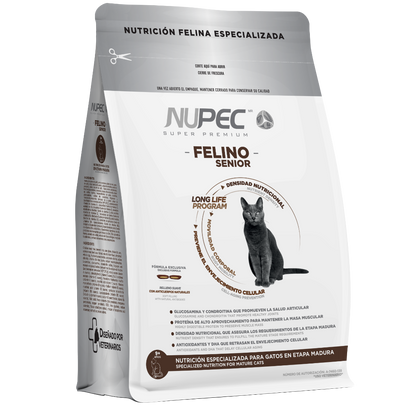 Grupo Nupec nutrición felina especializada Senior gato sabor pollo bolsa seca